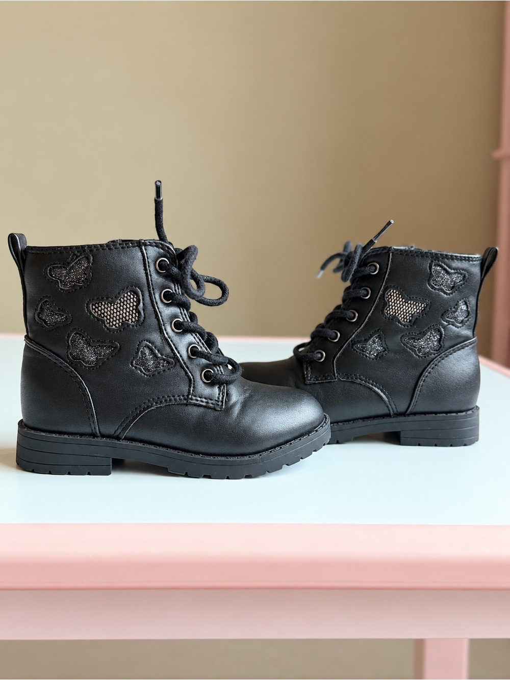 Sugar Unisex Kids Black Ankle Bootie US 9 Round Toe Lace-Up